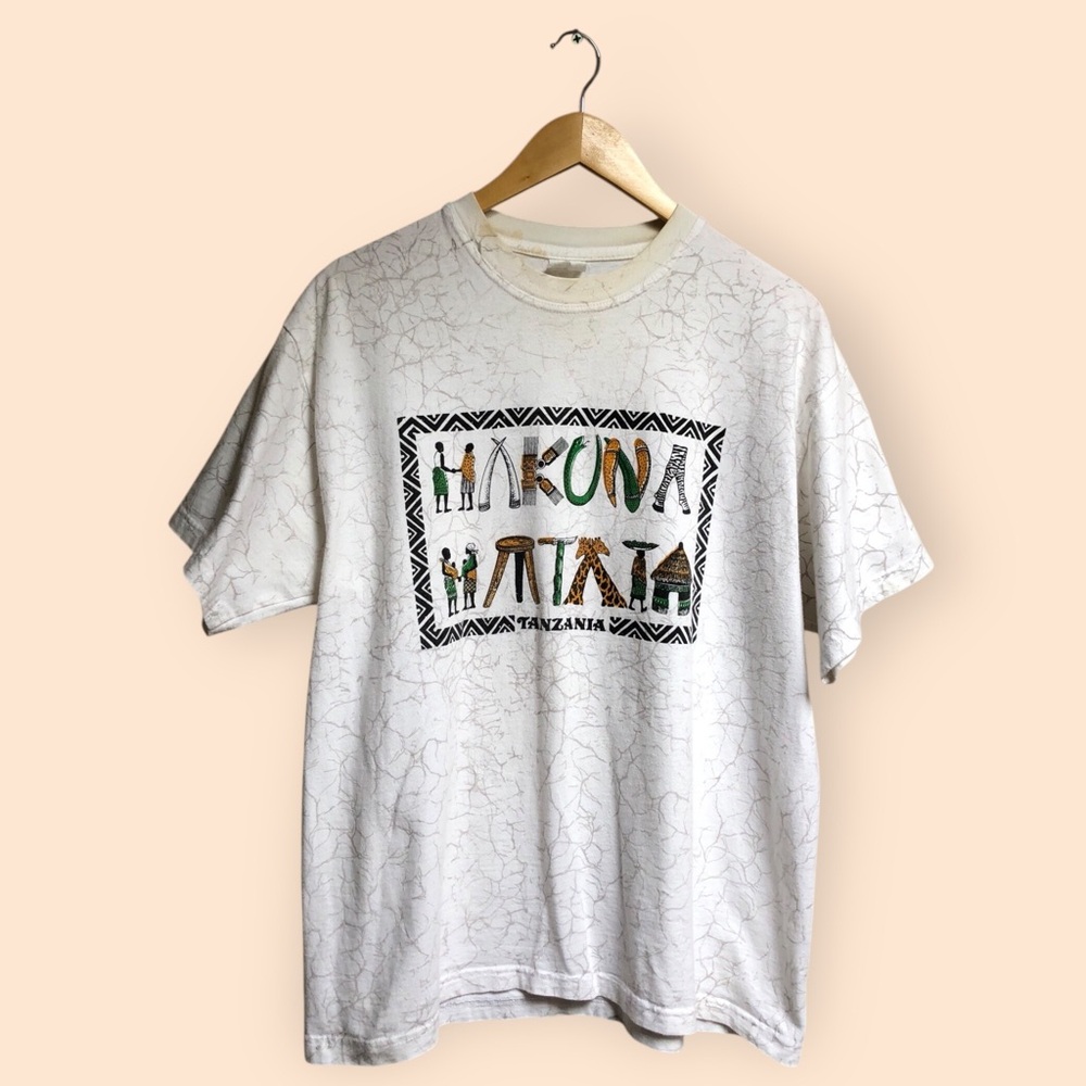 Vintage 90s Hakuna Matata Tanzania African Travel Tourist Graphic T-shirt Large